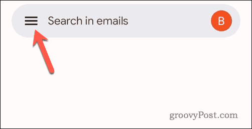 Tryck på menyikonen för Gmail i Gmail mobil