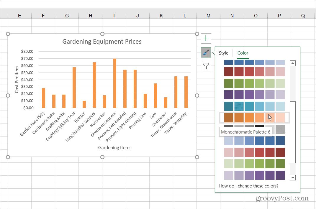 Ändra färgstil stapeldiagram Excel