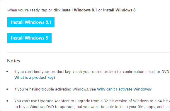 Windows 8.1 nedladdningssida