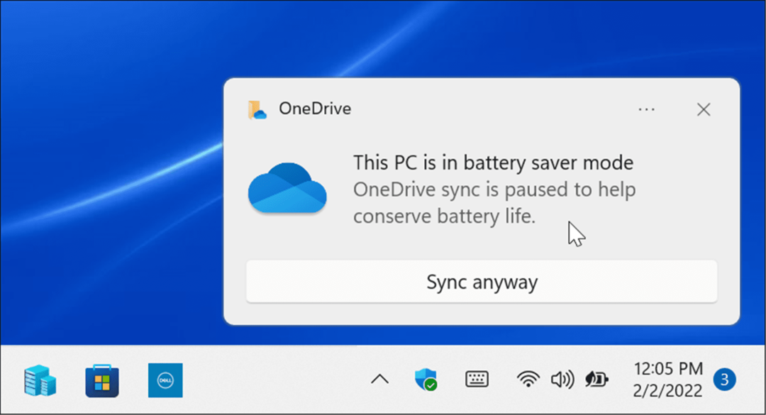 batterisparläge OneDrive Sync Pausad