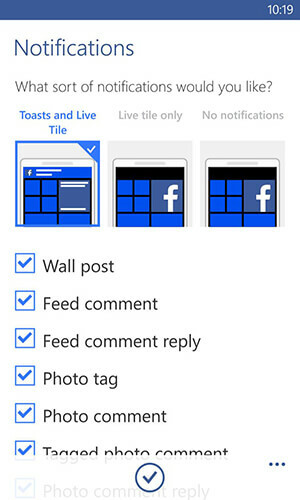 facebook app för Windows-aviseringsalternativ