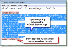 kopiera den nya quickstyle-koden