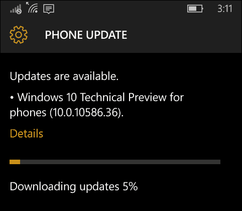 Windows 10 Mobil Update 10586-36