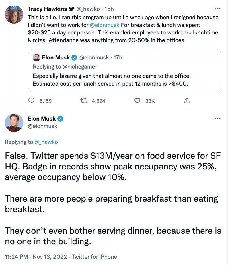 Elon Musk och Tracy Hawkins bråkade på Twitter