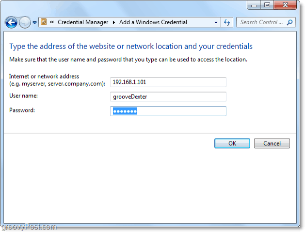 lägg till en nätverksresurs i Windows 7-valvet