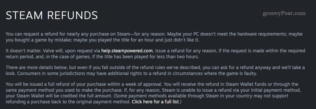 Återbetalningspolicy för Steam