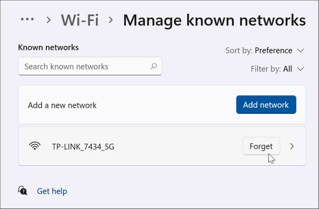 glöm ett wifi-nätverk på Windows 11
