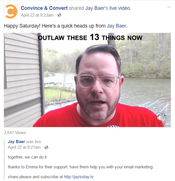 Jay placerar videon för varje Jay Today-avsnitt på fyra olika sociala medieplattformar, samt ett blogginlägg på LinkedIn, Medium och hans webbplats.