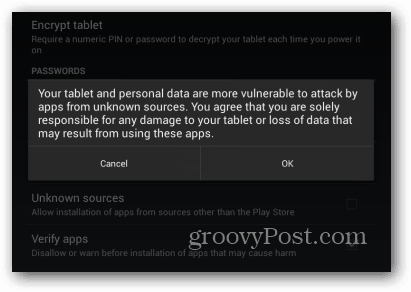 Android-varningsmeddelande