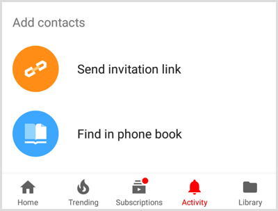 Alternativ för YouTube Lägg till kontakter