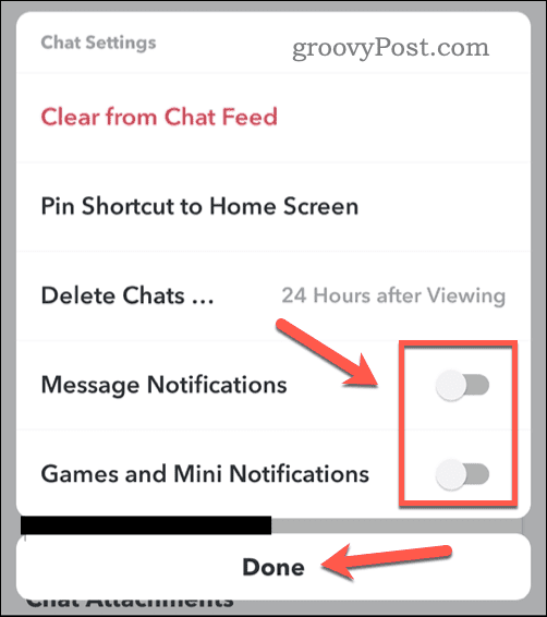Inaktivera chattaviseringar på Snapchat