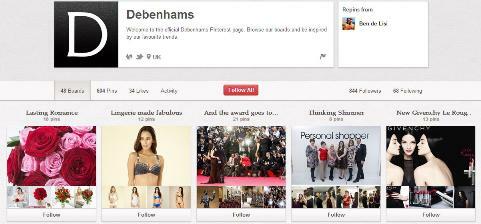 Debenhams Pinterest varumärkesida