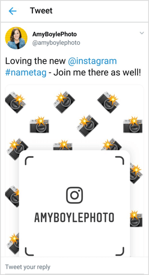 Korsmarknadsför ditt Instagram-nametag på sociala kanaler som Twitter.