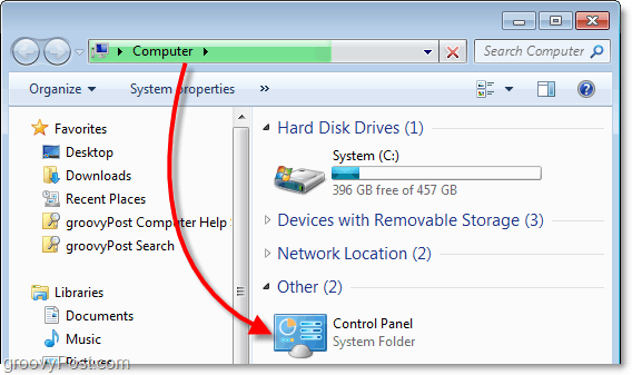visa kontrollpanelen från min dator i Windows 7