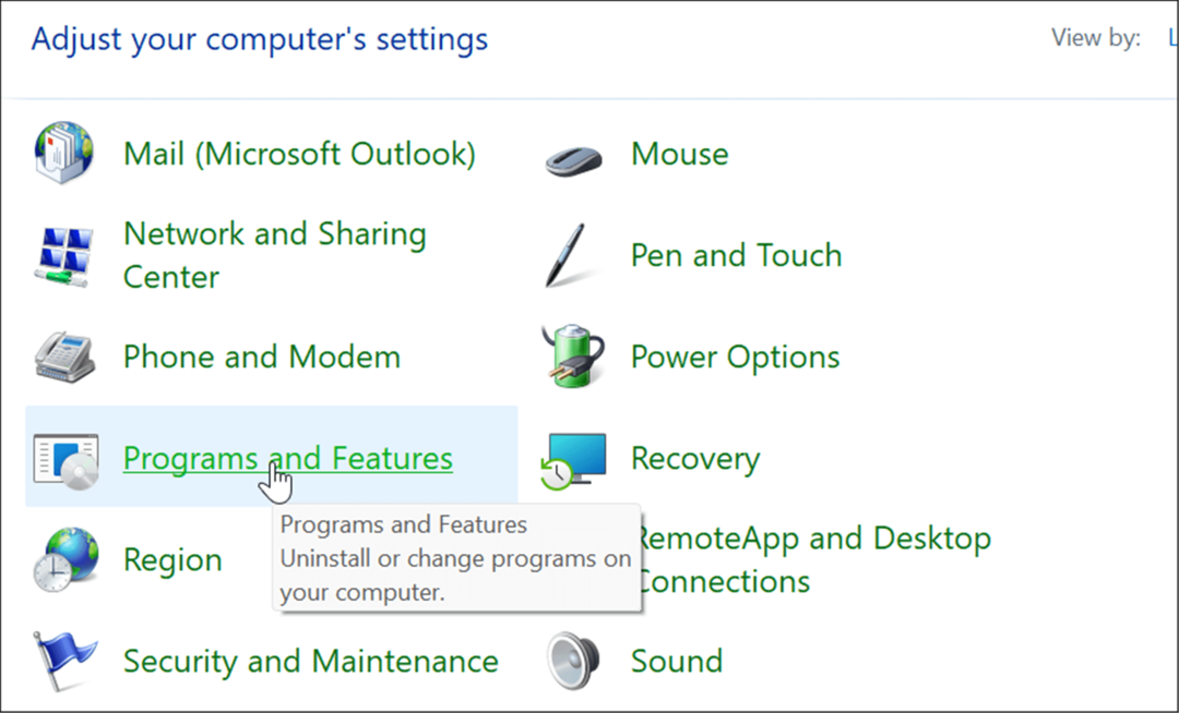 Program och funktioner hanterar valfria funktioner i Windows 11