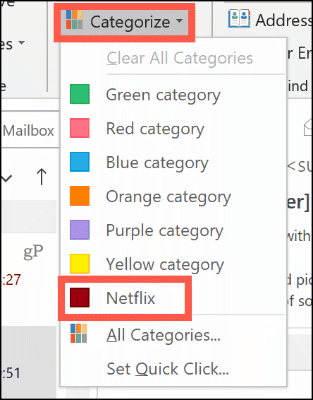 Ställ in en färgkategori manuellt i Outlook