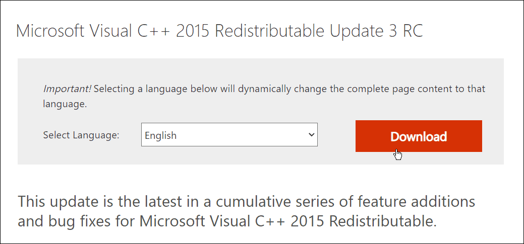 ladda ner Microsoft Visual C++ redistributable
