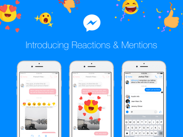 Facebook Messenger lanserar reaktioner och omnämnanden globalt under de kommande dagarna.