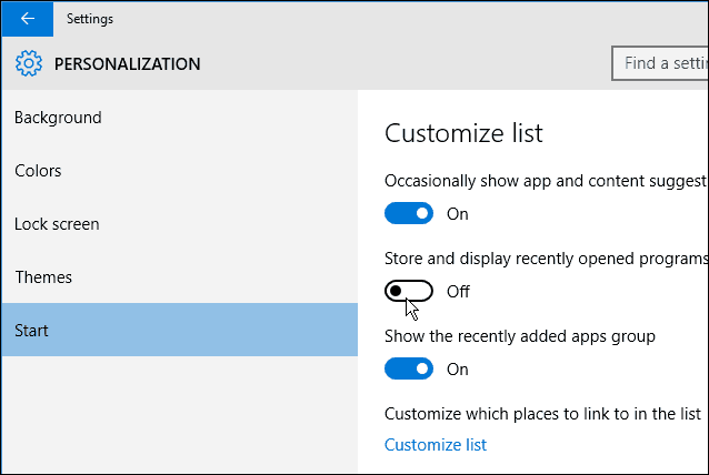 Windows 10: Ta bort objekt från Startmenyn Lista över mest använda