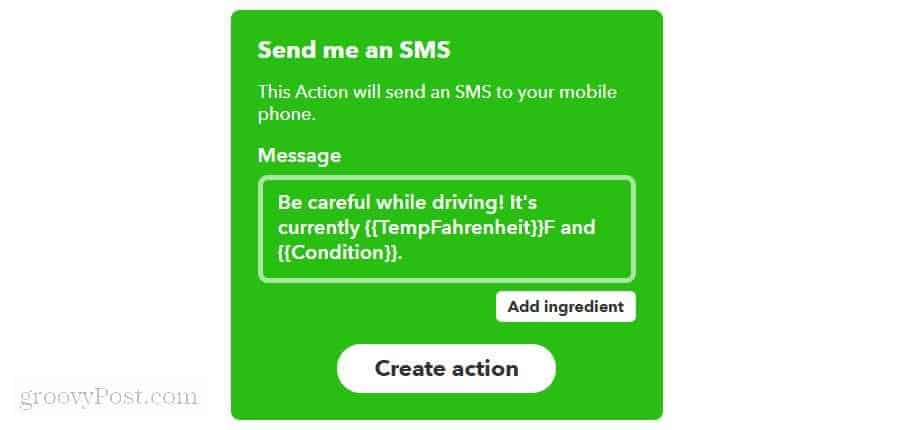 konfigurera ett sms-meddelande på ifttt