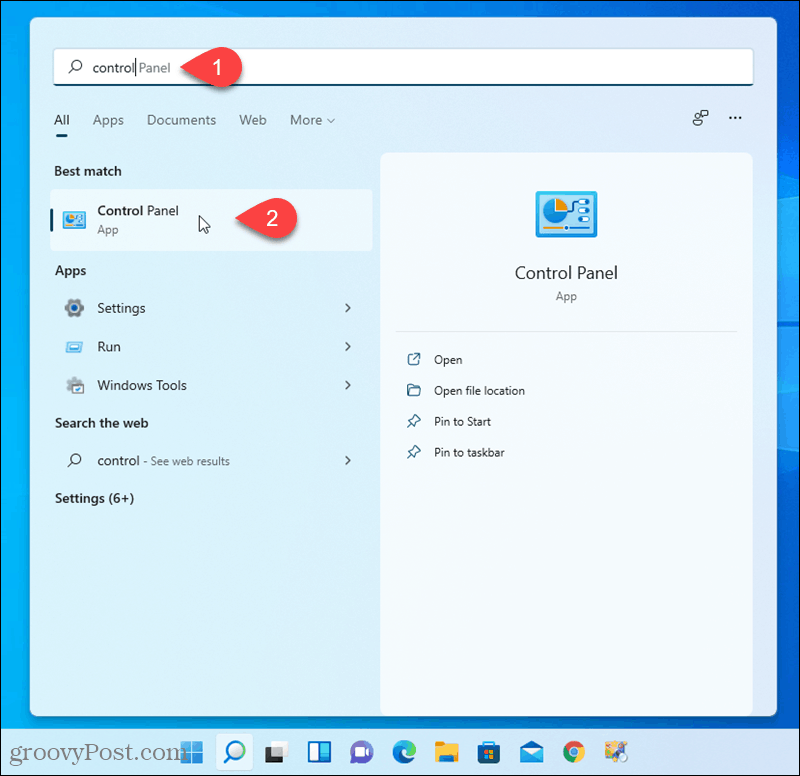 Öppna kontrollpanelen i Windows 11