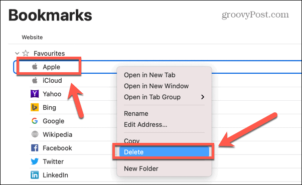 safari radera bokmärken mac