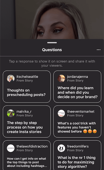 Frågor och svar på Instagram Stories