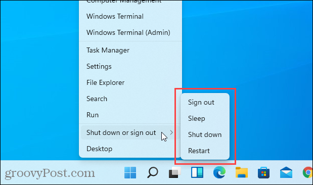 Inget viloläge på Windows + X -menyn i Windows 11