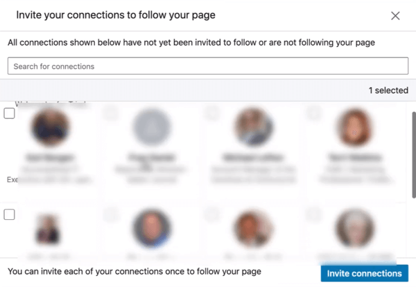 Bjud in anslutningar för att följa din LinkedIn-sida, steg 2.