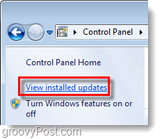 visa installerade Windows 7-uppdateringar