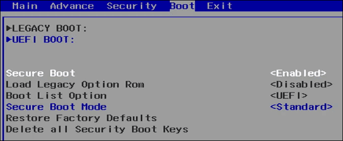 Inaktivera Secure Boot 1
