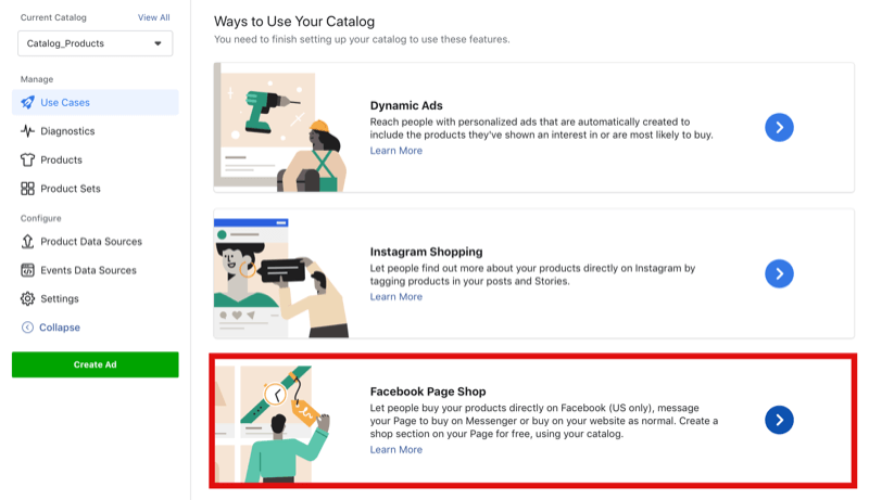 hur man ansluter Facebook-katalog till Facebook-butik