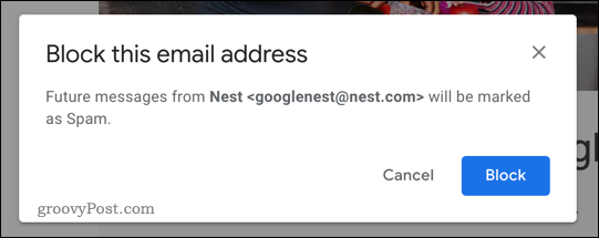 Blockera-knappen i Gmail