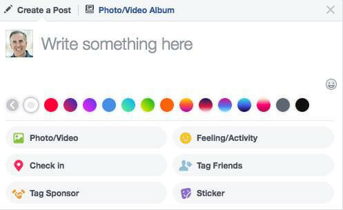 Facebook utvidgade utbudet av tillgängliga bakgrundsfärgalternativ för statusuppdateringar.