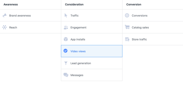 Facebook ThruPlay Optimization för videoannonser, steg 1.