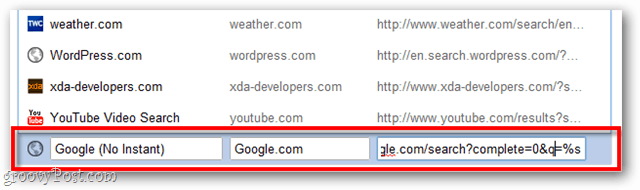 lägg till en sökmotor i Google Chrome