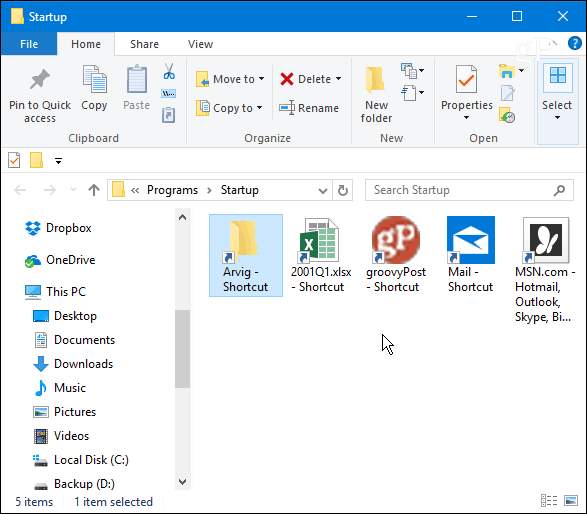 Startmapp Windows 10