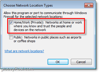 hur man manuellt väljer ett nätverk för undantag från Windows 7-brandväggen