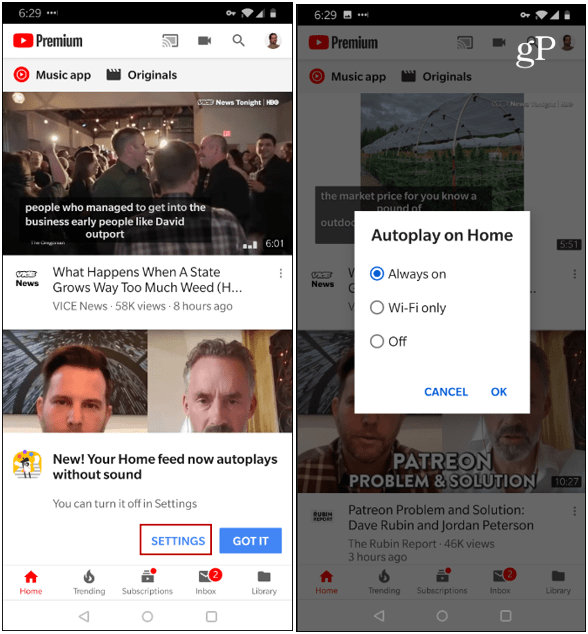 Hemavgift spelar YouTube-videor automatiskt