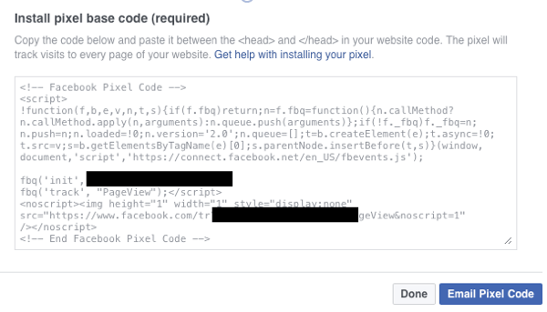 Se till att du har Facebook-pixelbaskoden installerad på din webbplats.