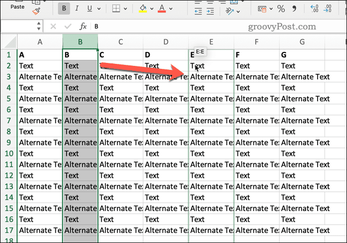 Flytta en kolumn i Excel