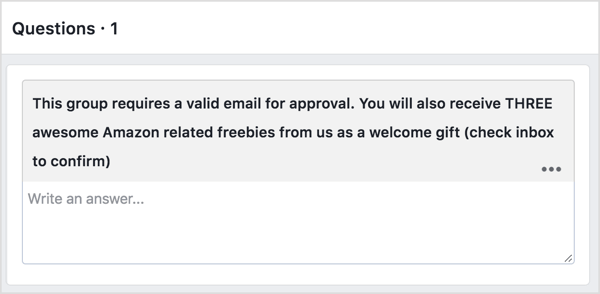 Be potentiella Facebook-gruppmedlemmar att ange sin e-postadress i utbyte mot en freebie.