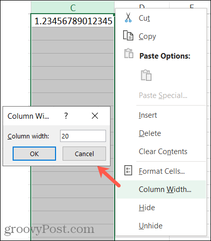 Öka kolumnbredden i Excel