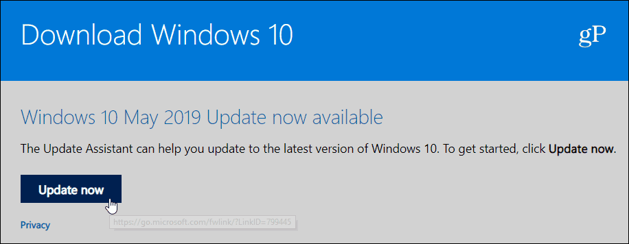 Uppdatera Windows 10 1903 maj 2019 uppdatering