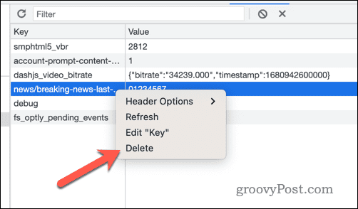 Ta bort värden för lokal lagringsnyckel i Google Chromes utvecklarverktyg