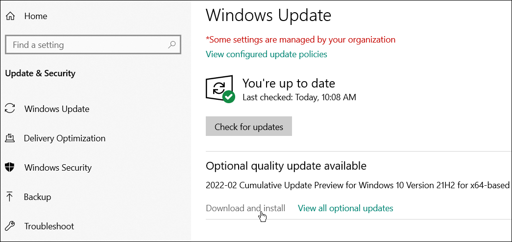 Windows Update fixa Windows Aktivitetsfält som visas i helskärm