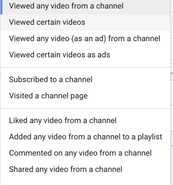 Så här skapar du en YouTube-annonskampanj, steg 27, ställer in specifika användaråtgärder för remarketing