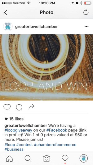 främja facebook loop giveaway på instagram