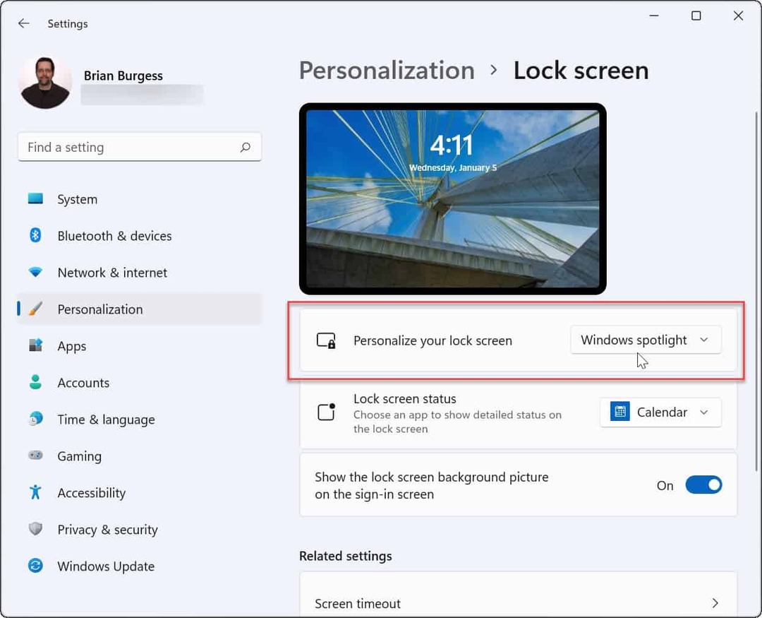 Anpassa låsskärmen Windows 11