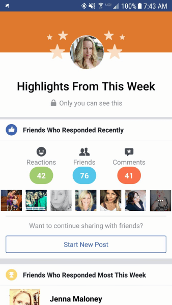 Facebook delar användarkontot "Höjdpunkter" för utvalda personliga profiler.